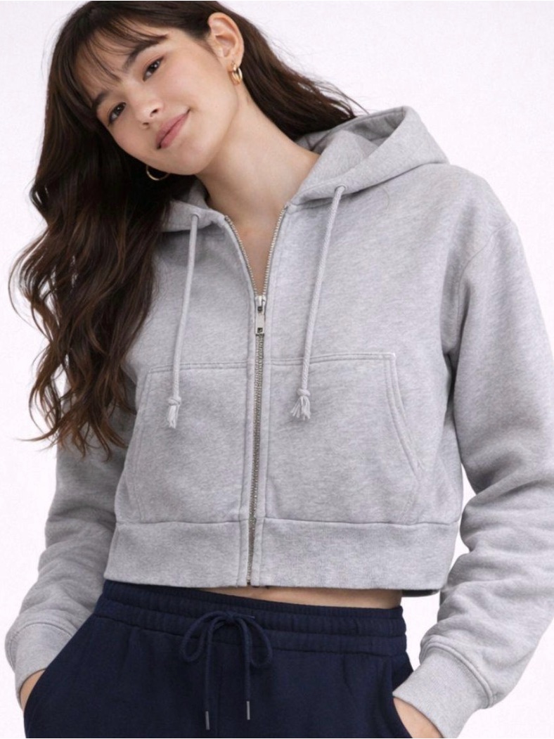 Brandy Melville John Galt Light Gray Zip-Up Hoodie M/L Nwot